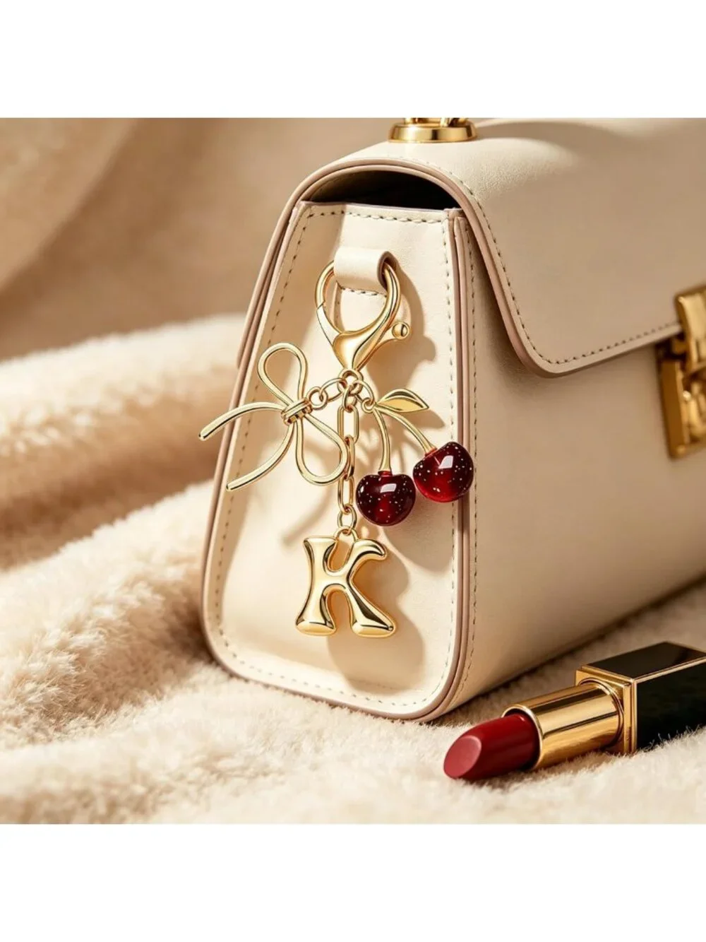 Chic Bubble Initial Keychain Bag Charm for Women - Personalized Accessory